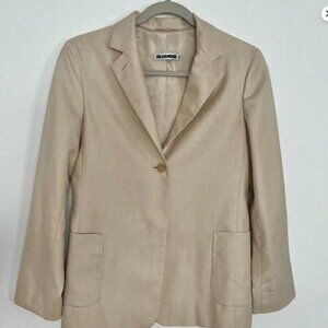 Jil Sander Women's 34 US 4 Cashmere silk beige cream Blazer Mid Length